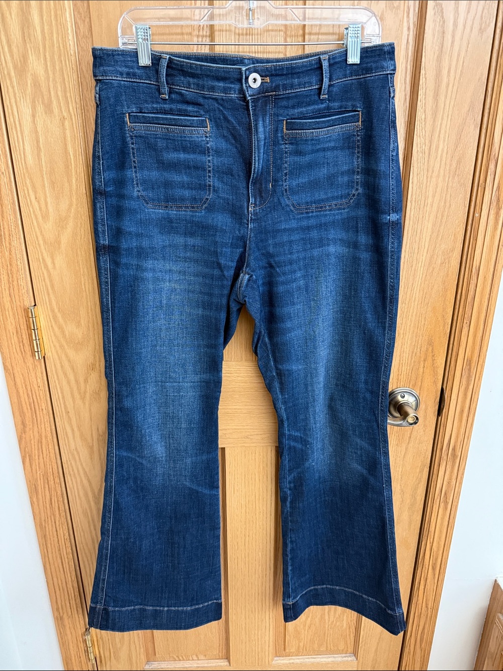 J. Jill Dark Wash High Rise Flare Jeans - Classic Indigo Denim
